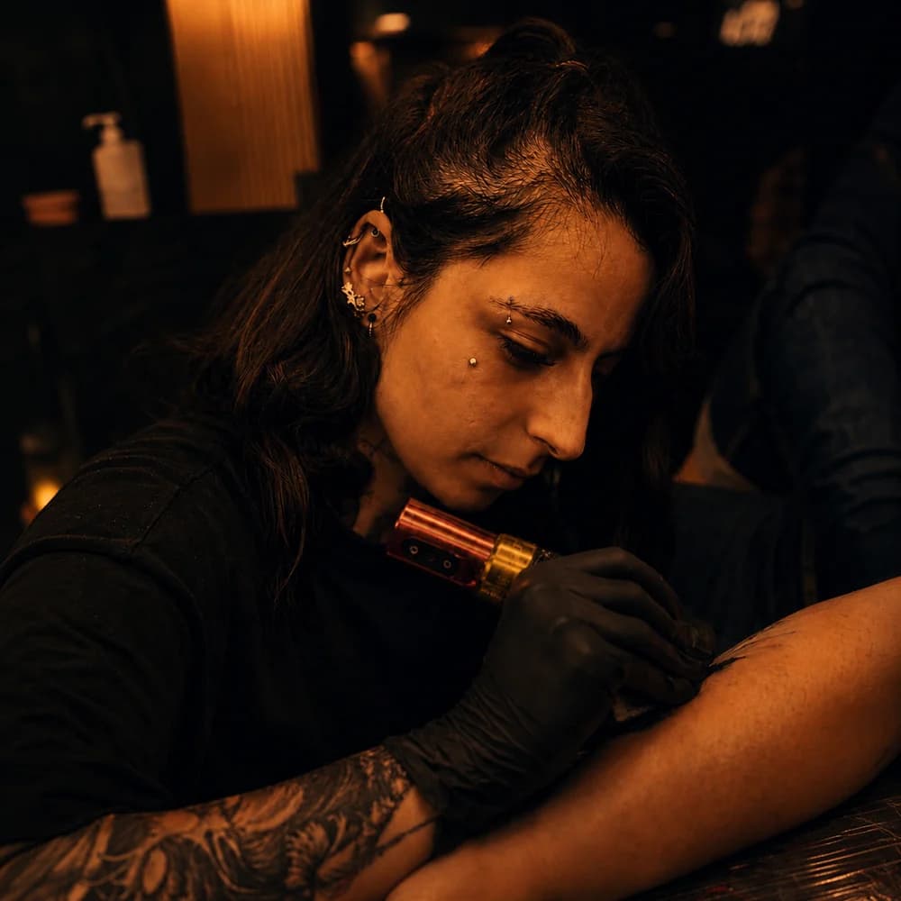 Dilara tattooing at MagicTouch