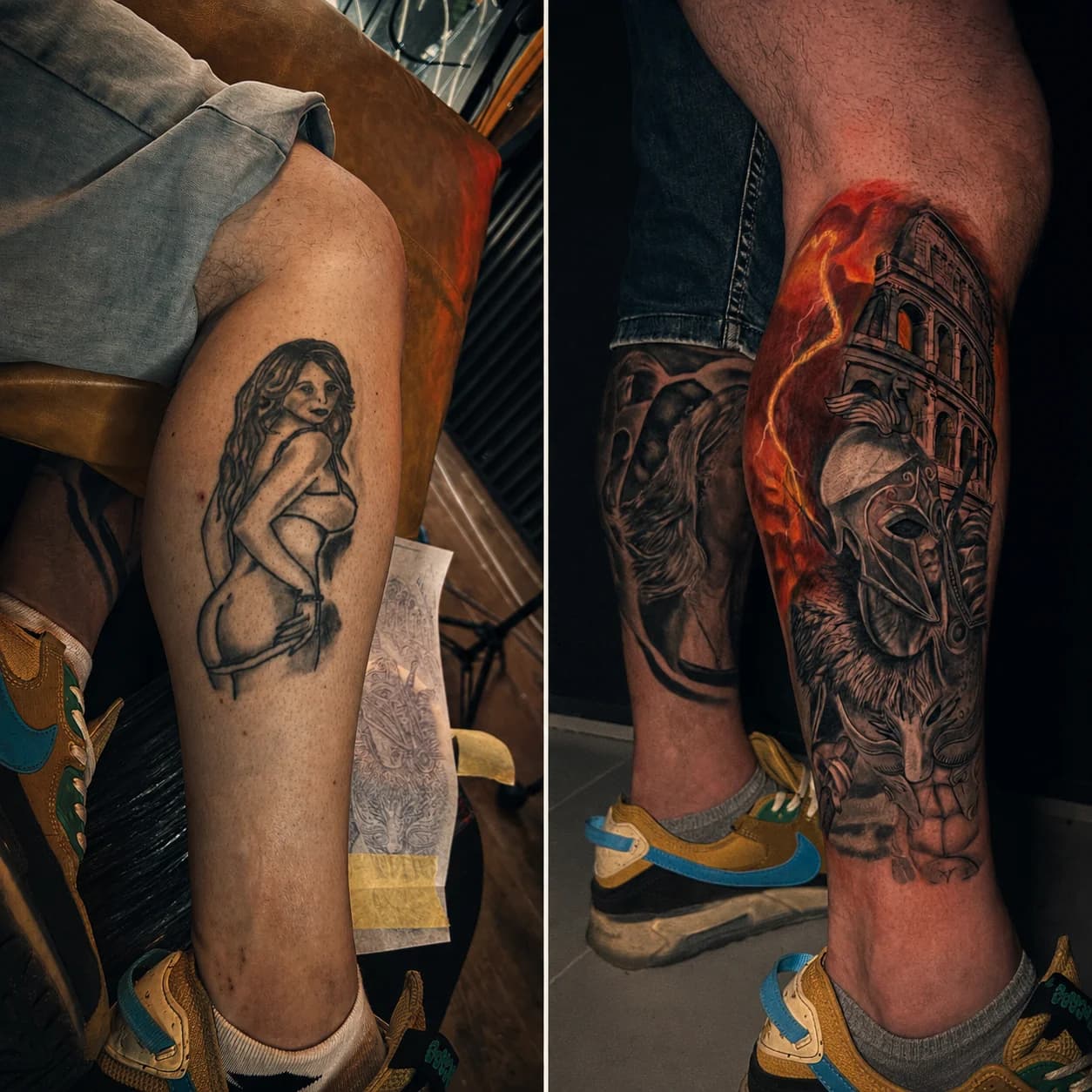 Spartan and Colosseum cover-up, before and after