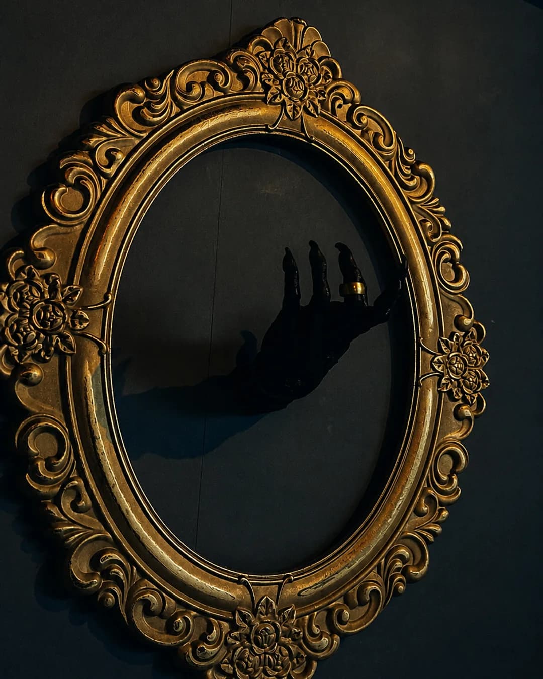 Antique gold mirror at MagicTouch Tattoo Studio